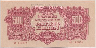 Csehszlovákia 1944. 500K SPECIMEN(MINTA) perforációval T:I Czechoslovakia 1944. 500 Korun with SPECIMEN perforation C:UNC