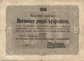 1848-1849. 30kr (3x) + 2Ft + 5Ft vörösbarna, vessző + vessző román nyelvű variáns összesen 5db T:II,...