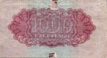 1944. "V.H." 1P T:III + 20P (2x) erősen lecsúszott elő- és hátlapi nyomatok T:II + 1000P T...