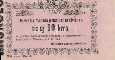 Miskolc 1860. 10kr vékonyabb típusú értékszám T:I