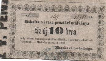 Miskolc 1860. 10kr vastagabb típusú értékszám T:II