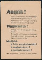 cca 1945-1956 "Anyák!" Szociáldemokrata Párt röplap 3 db + forradalmi harcokban elesett fiatal gyászjelentése, 19,5x14 és 14,5x21 cm