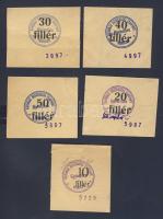 Debrecen 1919. Katonai beszerzési csoport főpénztára 10f, 20f, 30f, 40f, 50f Összesen 5db! T:I,II