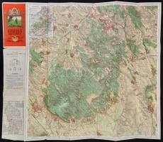 1928 Kirándulók térképe 15.: Vértes hegység, 1:50000, Magyar Királyi Állami Térképészeti Intézet, hajtásnál apró szakadás, 64,5×76,5 cm