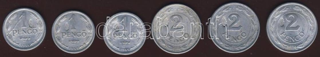 1941-44. 1P (3x) + 2P (3x) "Koronás-címeres" ellenjeggyel T:2/3,3