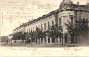 Cegléd, Városháza a Jászberényi utca oldalán. Sebők Béla kiadása (EK)