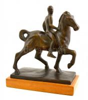 Medgyessy Ferenc (1881-1958): Kis lovas. Bronz, fa talapzaton, jelzett, m: 22 cm 19×8,5 cm