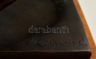 Medgyessy Ferenc (1881-1958): Kis lovas. Bronz, fa talapzaton, jelzett, m: 22 cm 19×8,5 cm