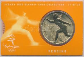 Ausztrália 2000. 5$ Olimpiai érmegyűjtemény - Vívás a sorozat 15. számú darabja, eredeti tokban T:1  Australia 2000. 5 Dollars Olympic Coin Collection - Fencing No.15 of the set, in original case C:UNC