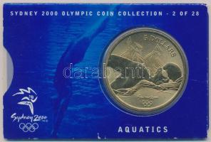Ausztrália 2000. 5$ Olimpiai érmegyűjtemény - Vízisportok a sorozat 2. számú darabja, eredeti tokban T:1  Australia 2000. 5 Dollars Olympic Coin Collection - Aquatics No. 2 of the set, in original case C:UNC