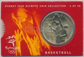 Ausztrália 2000. 5$ Olimpiai érmegyűjtemény - Kosárlabda a sorozat 6. számú darabja, eredeti tokban T:1  Australia 2000. 5 Dollars Olympic Coin Collection - Basketball No. 6 of the set, in original case C:UNC