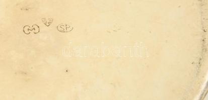 Dupla füles alpakka kézmosó csésze, judaika, jelzett, m:6 cm, d:10 cm