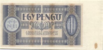 1938. 1P bal ívszéllel, hátoldali színpróbával T:gyári gyűrődésekkel, egyébként I