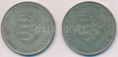 1947. 5Ft Ag "Kossuth" (2x) T:2,2- patina