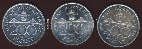 1992-94. 200Ft Ag "MNB" (2x) + "Deák" T:BU