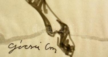 Gácsi jelzéssel:Kürtöt fújó lovas. Filc, pauszpapír, 25×25 cm