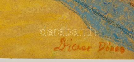 Diener jelzéssel: Utcarészlet. Pasztell, papír, 41×30 cm