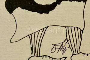 Szász jelzéssel: Asszony. Tus, papír, 18×8 cm