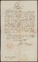 1852 Német nyelvű keresztelési anyakönyvi kivonat, 15 Kr szignettával