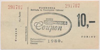 1980. Pannonia Coupon - Pannonia Szálloda és Vendéglátó Vállalat utalvány 10Ft értékben T:I-
