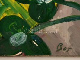 Bor jelzéssel: Csendélet. Olaj, vászon, 44×49 cm