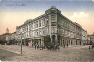 Miskolc, Grand Hotel Horváth nagyszálloda, kávéház és söröző, zsinagóga, villamos megállóhely, üzletek. Glass és Tuscher (EK)