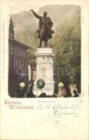 1899 Miskolc, Kossuth Lajos szobor, magyar zászló. Lövy József fia kiadása