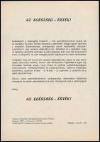 1980 Bp., Az egészség - érték! szórólap, kiadja: az Országos Egészségnevelési Intézet, 24×17 cm