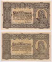 1923. 100K (2x) egyik "Magyar Pénzjegynyomda Rt." nyomdahely jelöléssel T:II