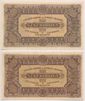 1923. 100K (2x) egyik "Magyar Pénzjegynyomda Rt." nyomdahely jelöléssel T:II