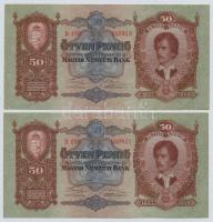 1932. 50P (2x) egyugrásos sorszámkövetők + 1936. 10P (4x) közte sorszámkövető pár T:I,I-
