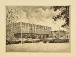 Heves megyei épületek. 9 db rézkarc, jelzett, albumban, 9,5×13 cm