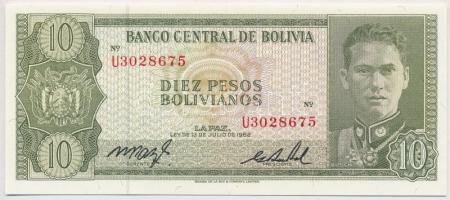 Bolívia 1962. 10P T:I Bolivia 1962. 10 Pesos C:UNC Krause 154