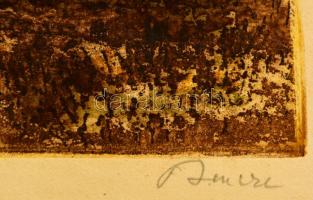 Bencze László (1907-1992): Kisőrs. Színezett rézkarc, papír, jelzett, 29×38 cm