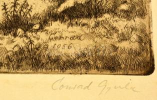 Conrad Gyula (1877-1959): Szentendre. Színezett rézkarc, papír, jelzett, 26×36 cm