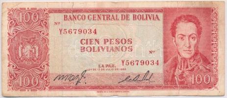 Bolívia 1962. 100P T:III- szakadás Bolivia 1962. 100 Pesos C:VG tear Krause 157