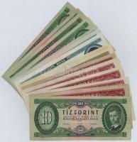 Vegyes: 18db-os forint bankjegy tétel, közte 1949. 100Ft, 1962. 10Ft fordított hátlapi alapnyomattal és néhány bankjegy gyári papírránccal T:I--III