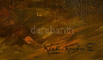 Kézdi jelzéssel: Ősz az erdőn, olaj, farost, keretben, 52,5×76,5 cm