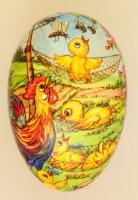 NDK-s papírtojás, csibés, kakasos díszítéssel, 15×10 cm