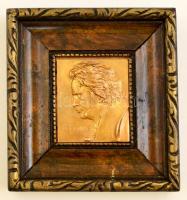 Beethoven, mini réz falikép, fa keretben, 6×5 cm