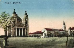 Cegléd, Árpád tér, Református templom, Kohn Ernő üzlete, Kossuth szobor