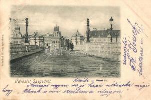 1899 Szeged, Közúti híd. Schulhof Károly kiadása (szakadás / tear)