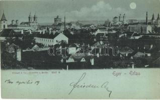 1900 Eger, Erlau; látkép, templomok, minaret