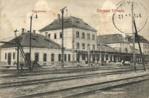 Tövis, Teius; vasútállomás, építkezés. Klein Albert kiadása / Bahnhof / railway station, construction (EK)