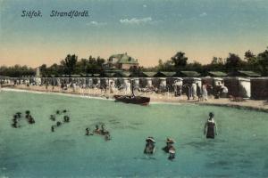 Siófok, Strand fürdő, fürdőzők (EK)