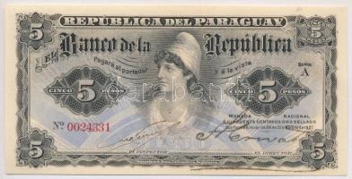 Paraguay 1907. 5P (=1/2 Peso Oro) T:I- Paraguay 1907 5 Pesos (=1/2 Peso Oro) C:AU Krause 156