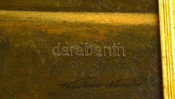 Katona jelzéssel: Hegycsúcs. Olaj, karton, festék hibákkal, keretben, 20×29 cm