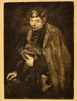 Fényes Adolf (1867-1945): Koldus. Rézkarc, papír, jelzés nélkül, 33×23 cm