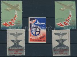 1934-1940 Budapesti Nemzetközi Vásár 5 klf levélzáró