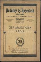 1935 Novotny és Rosenfeld Gépgyára gép-árjegyzéke, foltos papírkötésben